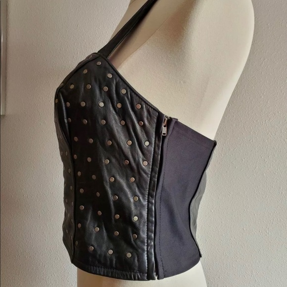 HARLEY DAVIDSON LEATHER STUDDED HALTER BUSTIER - Picture 10 of 12